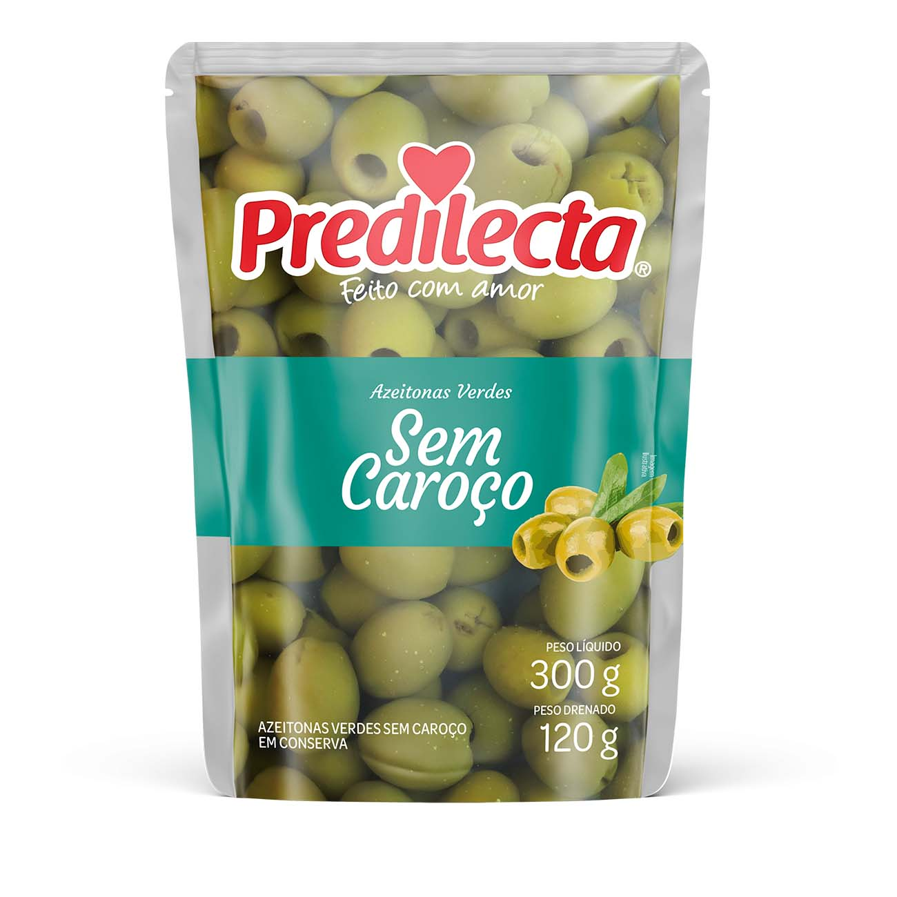 AZEITONA VERDE PREDILECTA SACHE 120GR SEM CAROÇO DRENADO