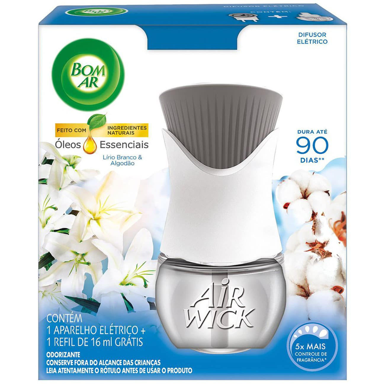 BOM AR AIR WICK EL AP+REFIL GT 16ML LIRIO E ALGODA
