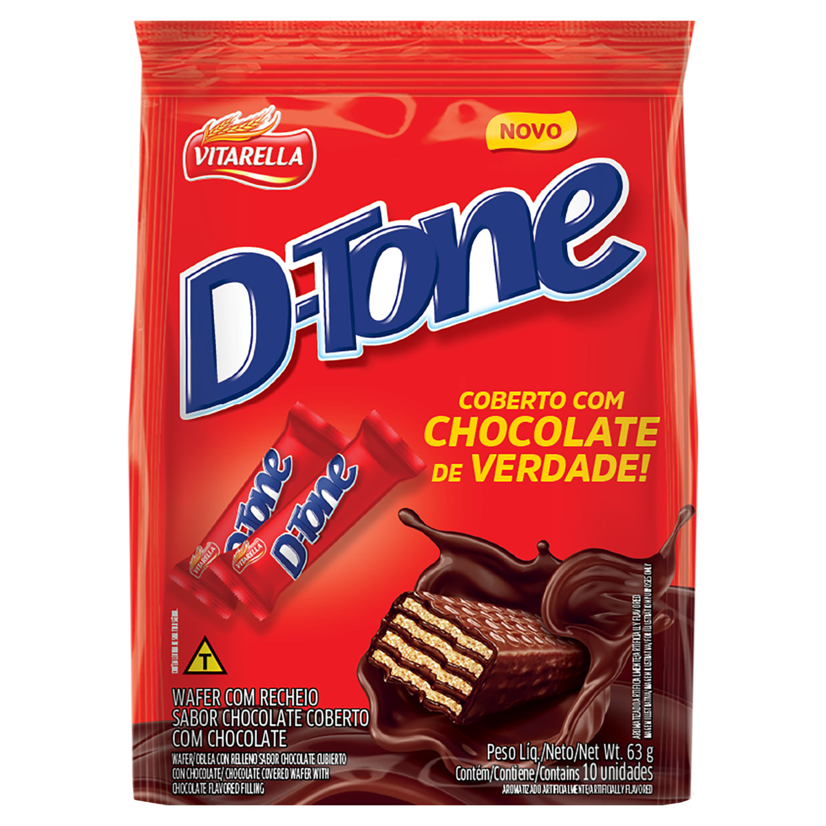 D-TONE VITARELA WAFER RECHEADO BAG 63G COBERTURA CHOCOLATE