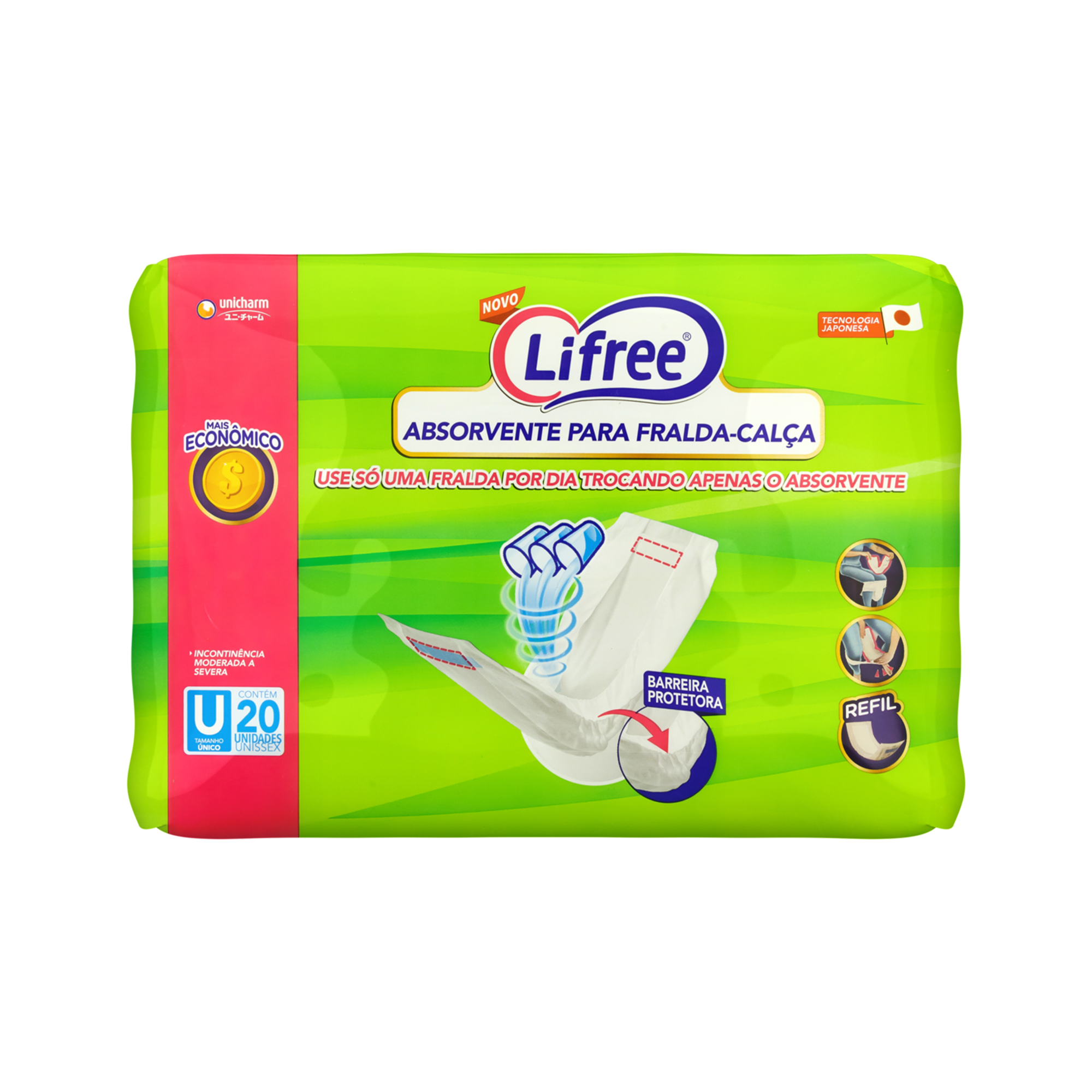 ABSORVENTE PARA FRALDA CALCA LIFREE C/20
