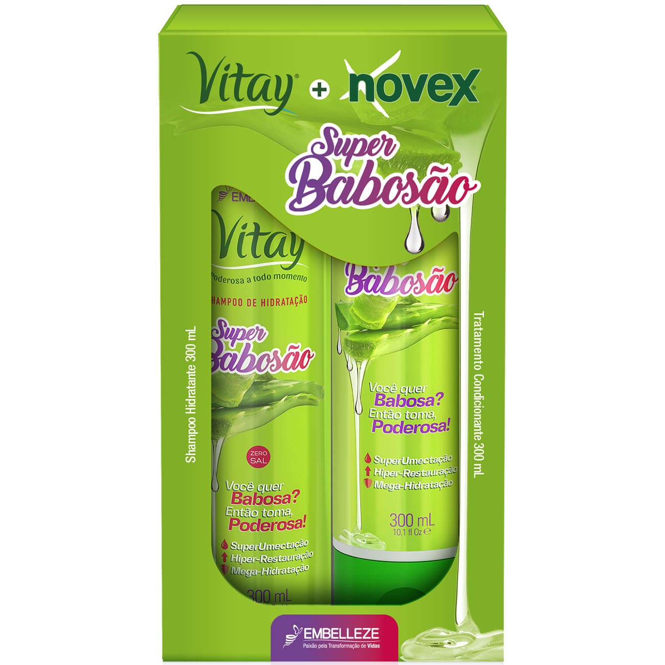 SHAMPOO REVITAY + CONDICIONADOR NOVEX 300 ML SUPER BABOSAO