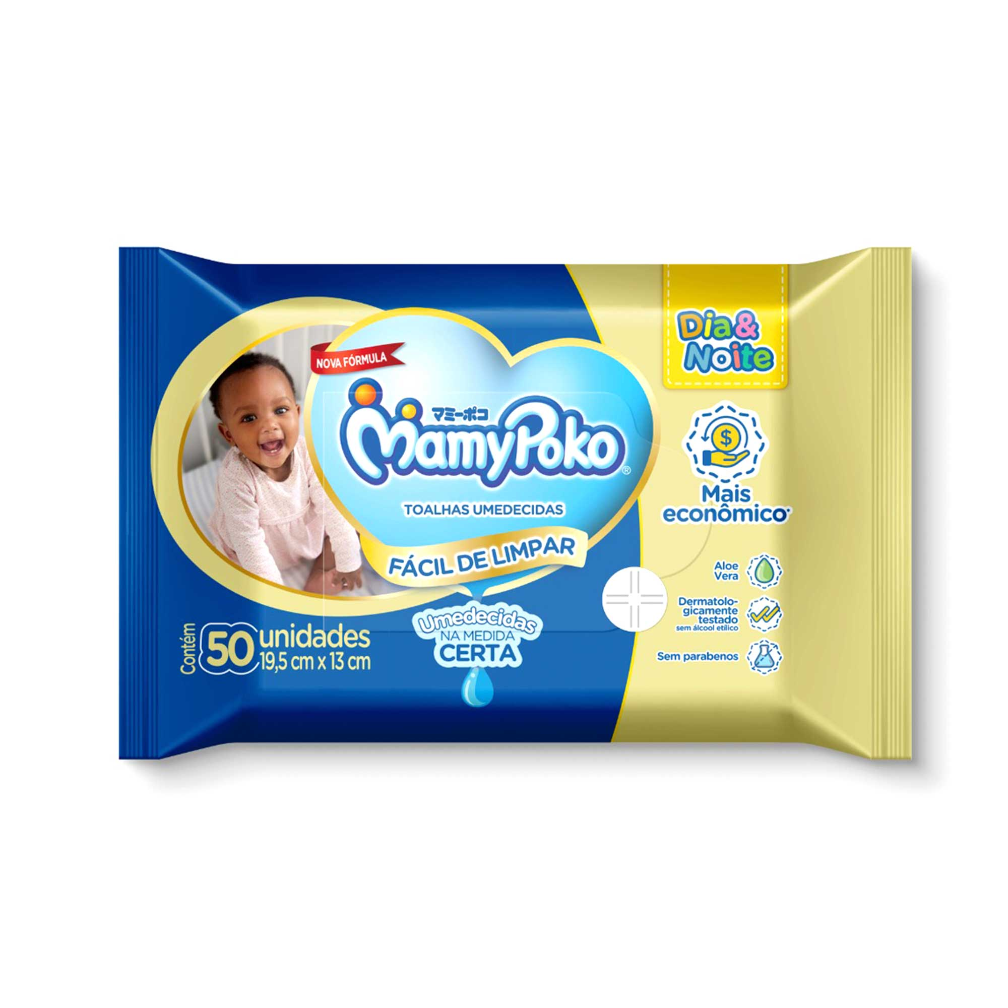 TOALHA UMEDECIDA MAMYPOKO C/50UN DIA & NOITE
