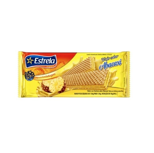 BISCOITO ESTRELA WAFER 80G ABACAXI