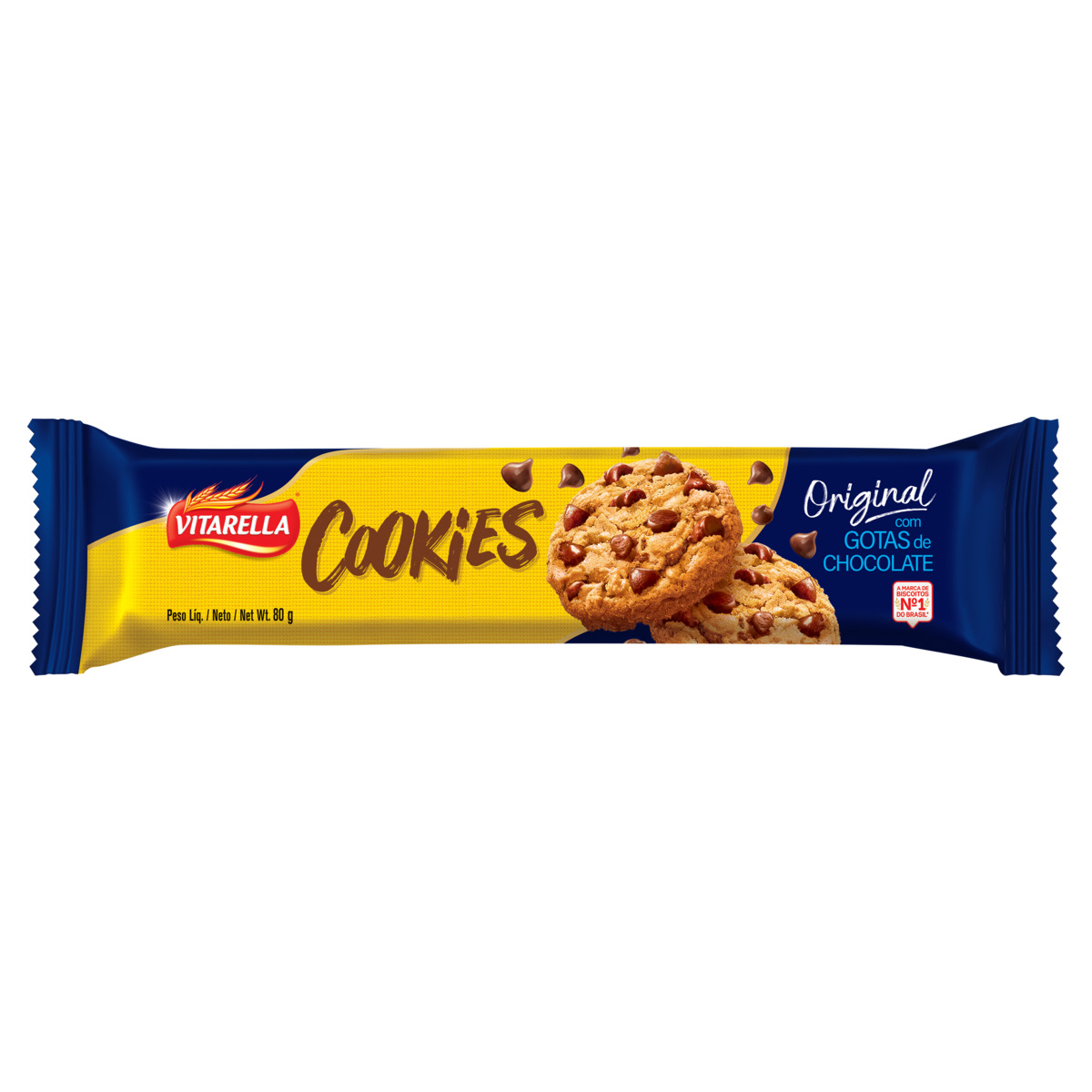 COOKIES VITARELLA C/ GOTAS CHOCOLATE 80G BAUNILHA