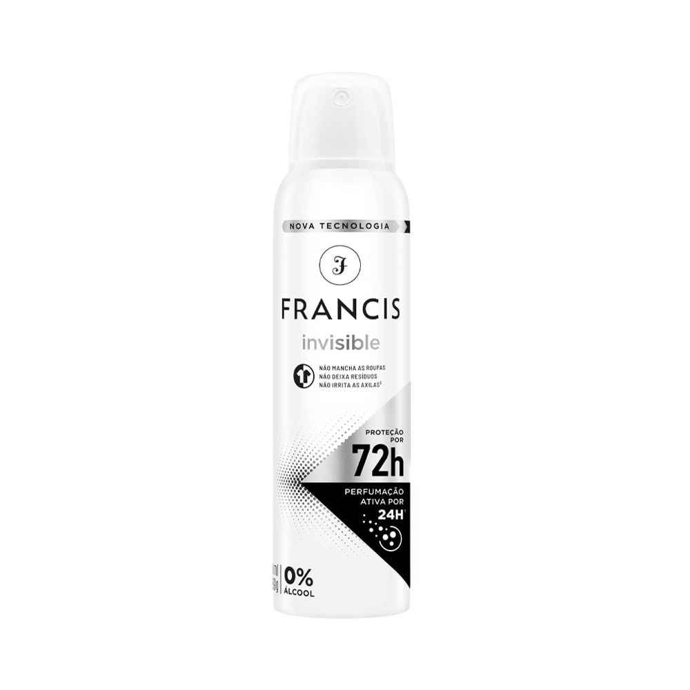 DESODORANTE AEROSOL FRANCIS CLASSICO 150ML INVISIBLE - PRETO