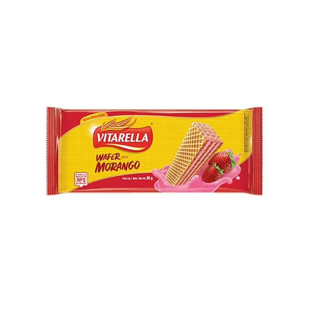 BISCOITO VITARELLA WAFER 80G MORANGO