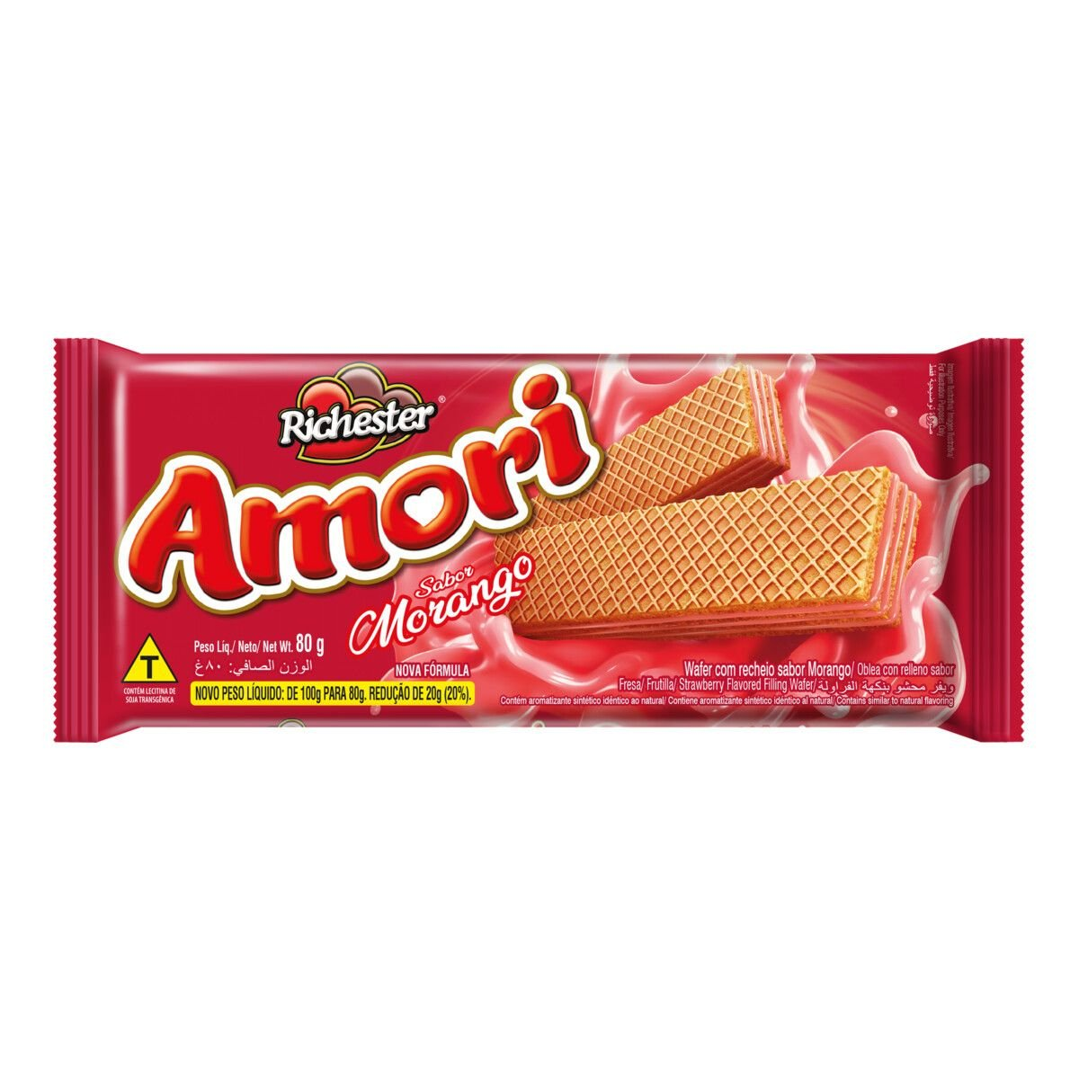 BISCOITO RICHESTER WAFER AMORI 80G MORANGO