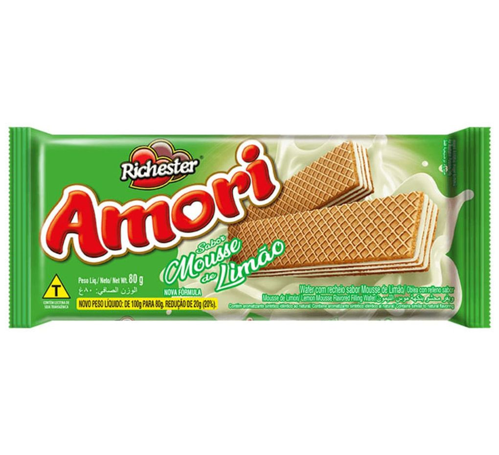 BISCOITO RICHESTER WAFER AMORI 80G MOUSSE DE LIMAO