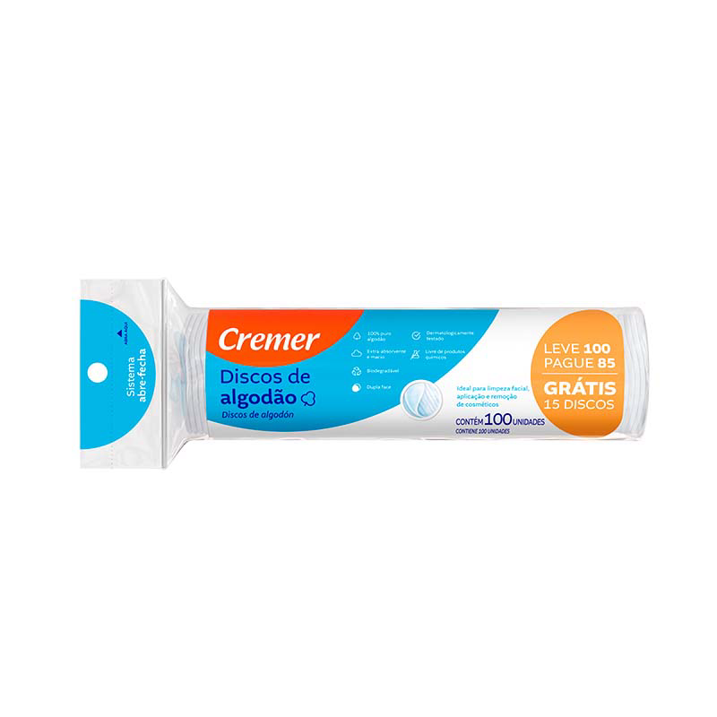 ALGODAO CREMER 100UN FACE LISA