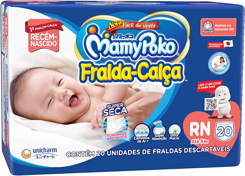FRALDA MAMYPOKO CALCA REGULAR RECEM NASCIDO COM 20UN
