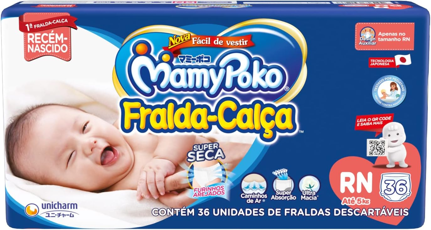 FRALDA MAMYPOKO CALCA JUMBO RECEM NASCIDO COM 36UN