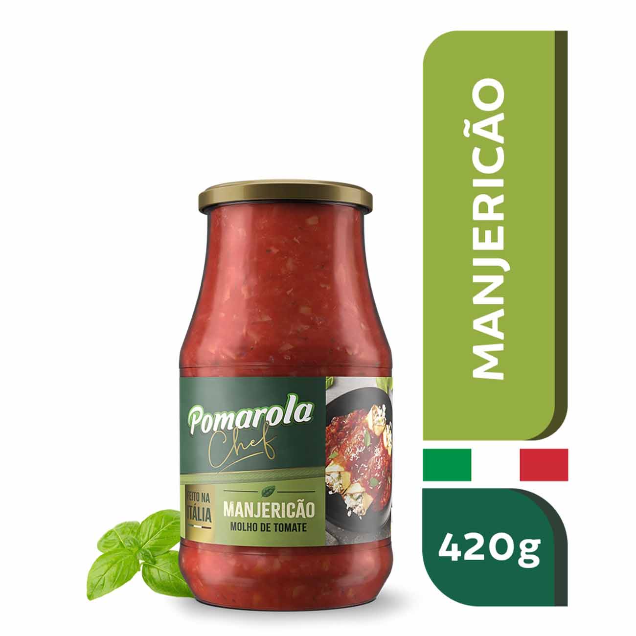 MOLHO TOMATE POMAROLA CHEF VIDRO 420G MANJERICAO