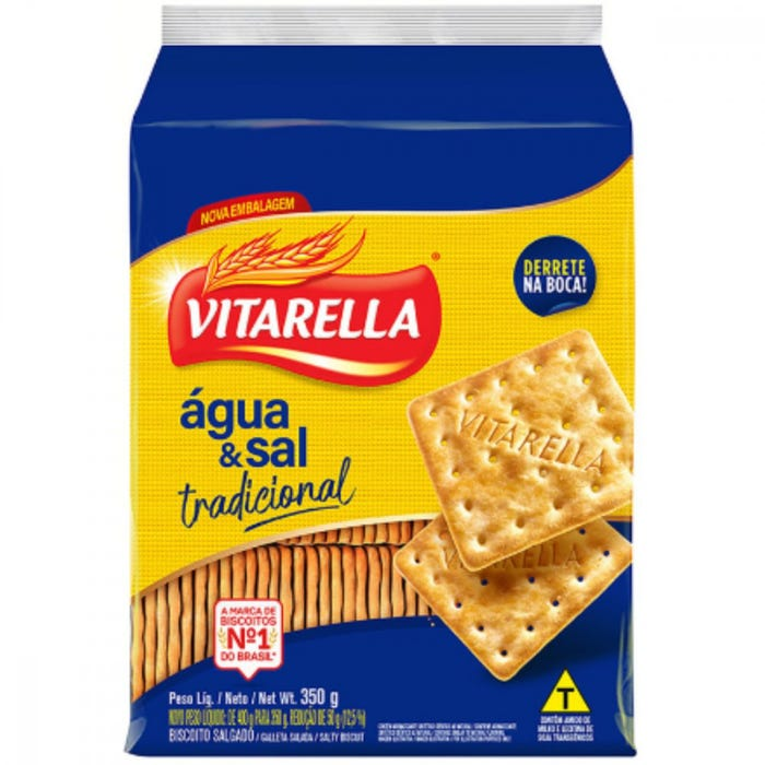 BISCOITO VITARELLA CREAM CRACKER 350G AGUA E SAL