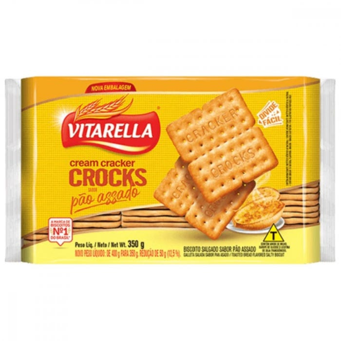 BISCOITO VITARELLA CREAM CRACKER CROCK 350G PAO ASSADO