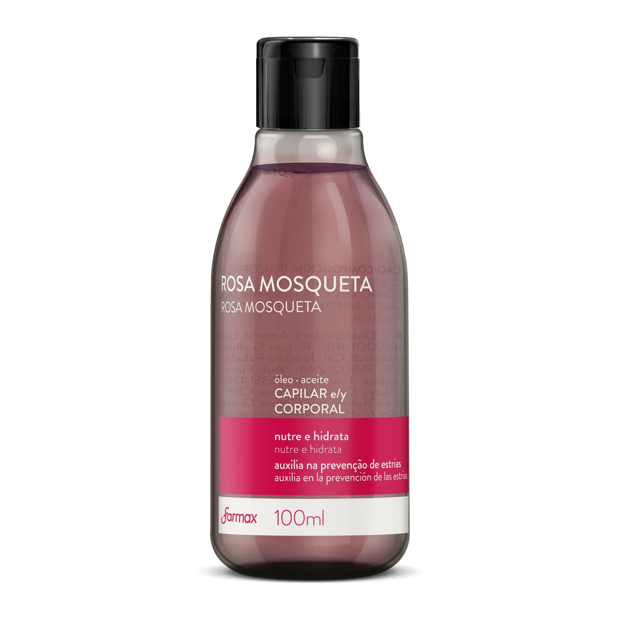 OLEO CAPILAR E CORPO FARMAX 100ML ROSA MOSQUETA