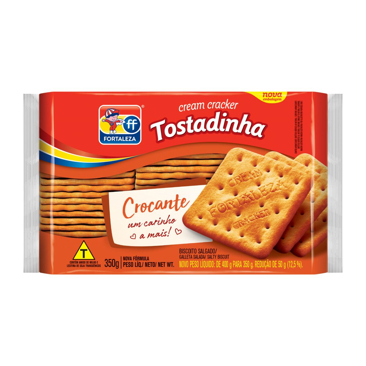 BISCOITO FORTALEZA CREAM CRACKER 350G TOSTADINHA