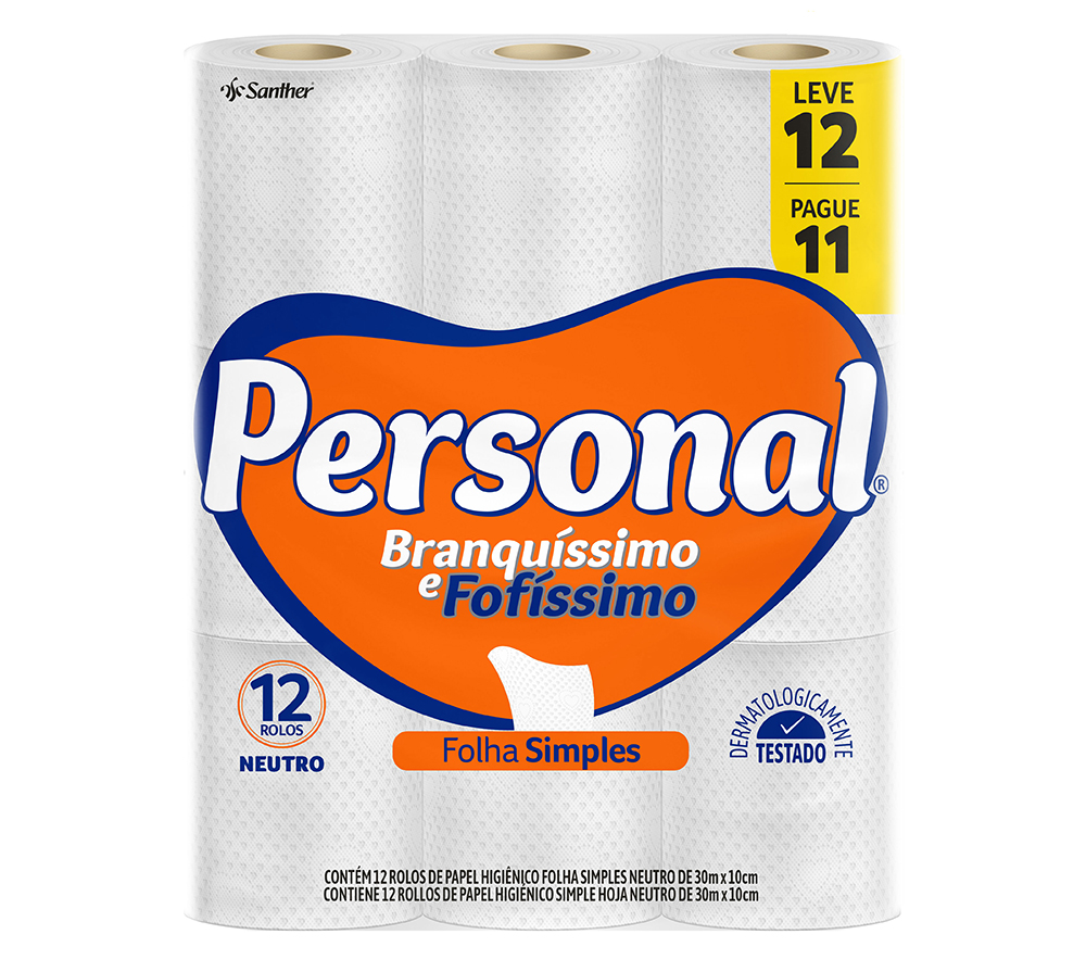PAPEL HIGIENICO PERSONAL FOLHA SIMPLES 30M LEVE 12 PAGUE 11 NEUTRO