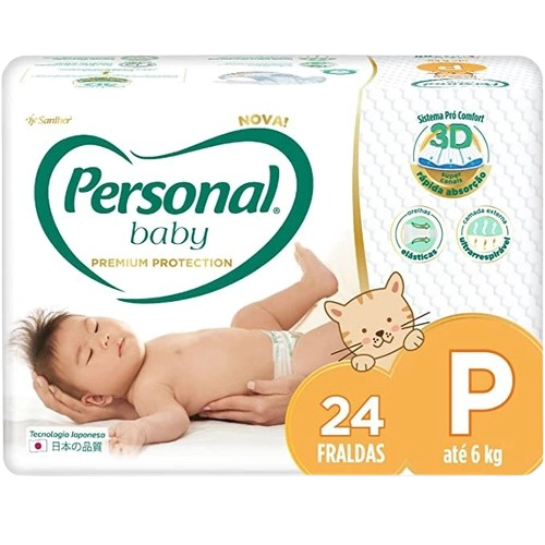 FRALDA PERSONAL BABY PREMIUM PROTECTION P C/24 UNIDADES