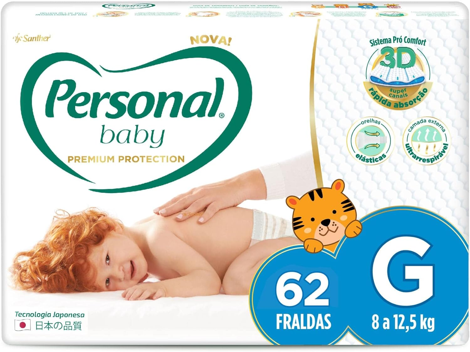 FRALDA PERSONAL BABY PREMIUM G C/62 UNIDADES PROTECTION