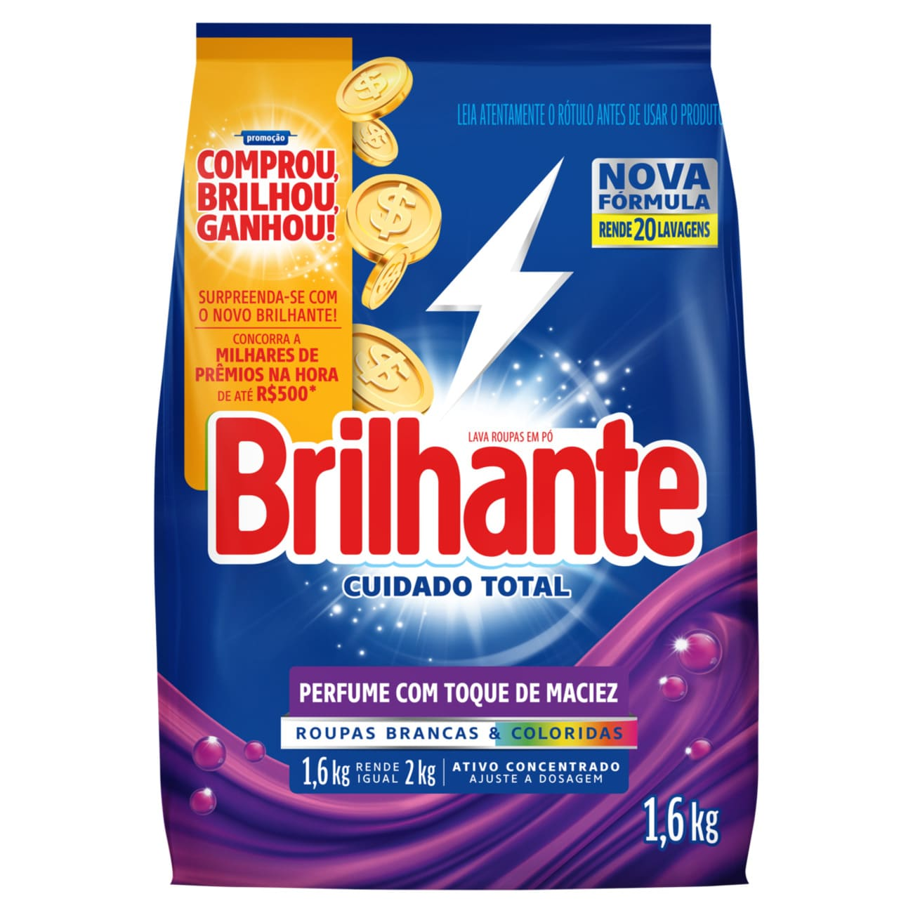 DETERGENTE PO BRILHANTE SANITIZ 1600 G CUIDADO TOTAL