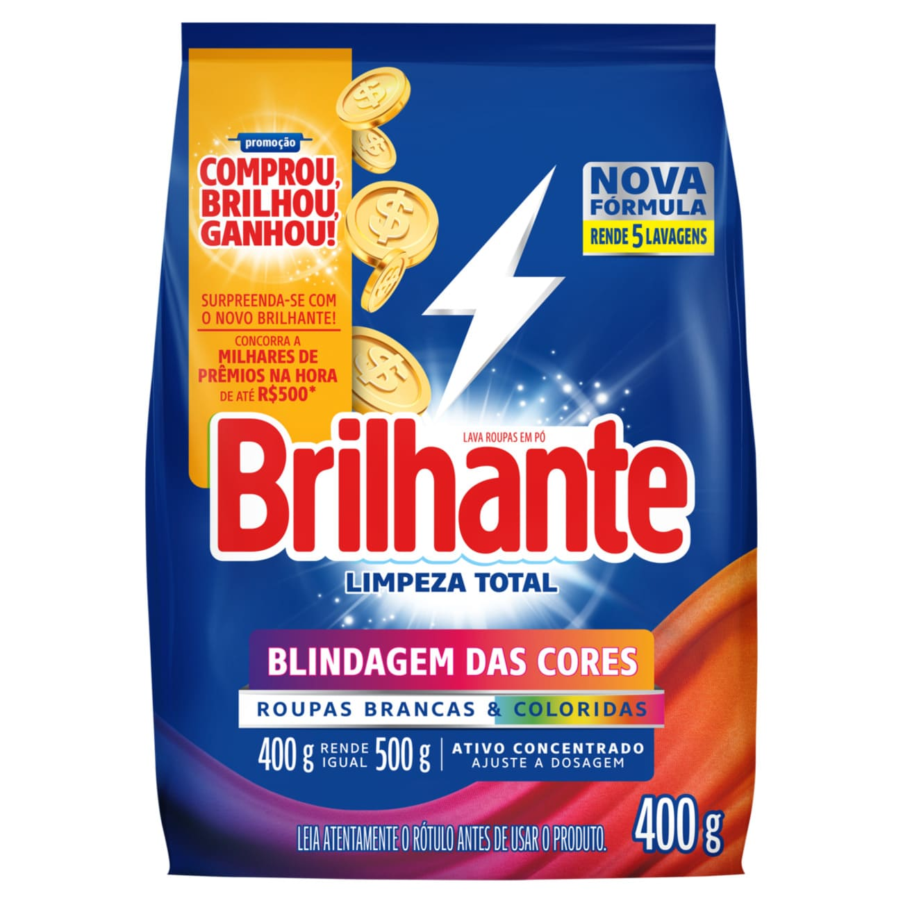 DETERGENTE PO BRILHANTE SANITIZ. 400 G LIMPEZA TOTAL