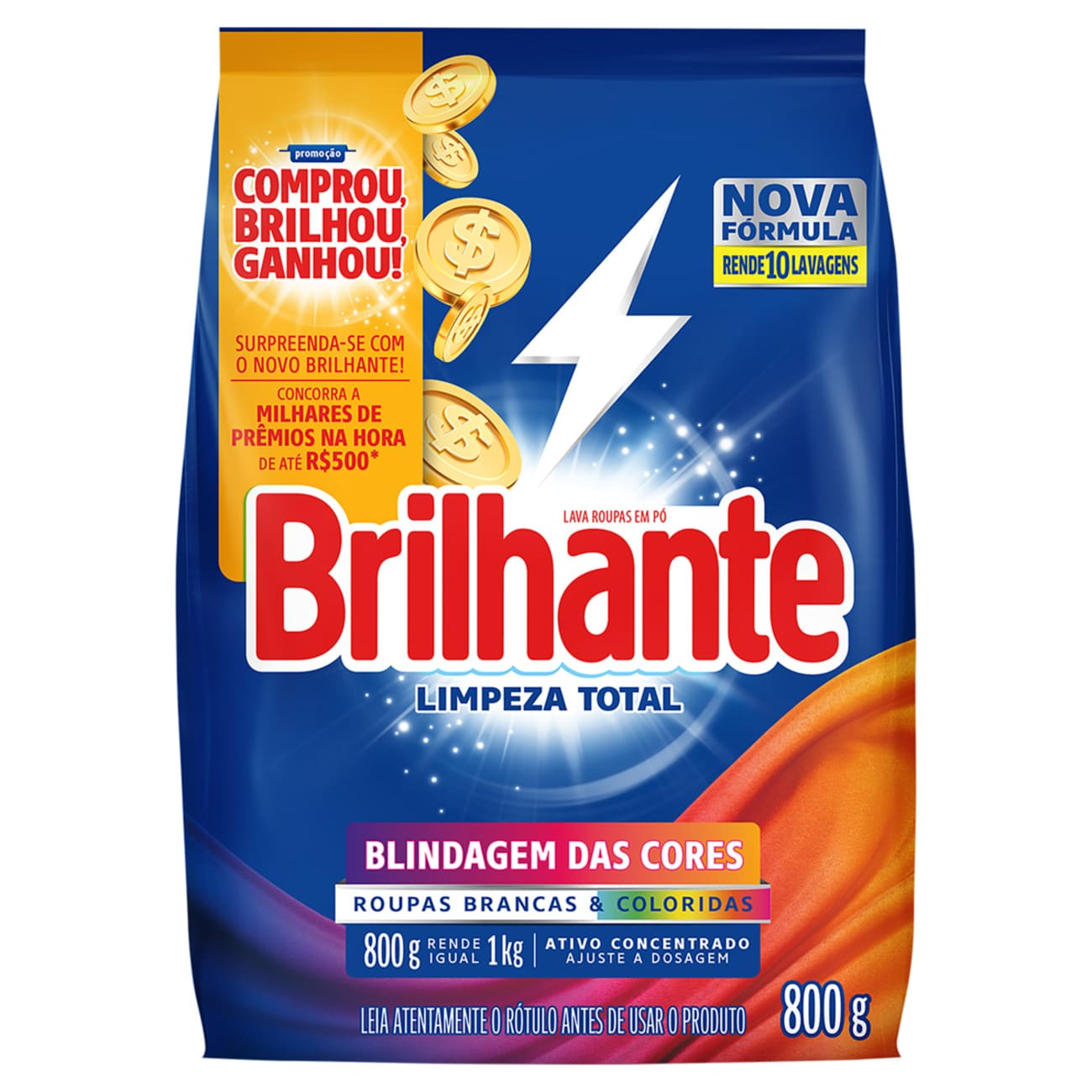 DETERGENTE PO BRILHANTE SANITIZ. 800 G LIMPEZA TOTAL