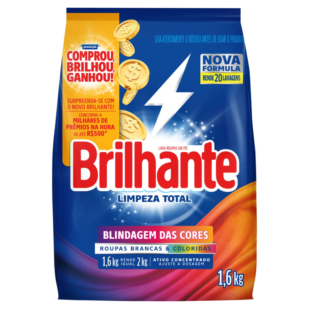 DETERGENTE PO BRILHANTE SANITIZ 1600 G LIMPEZA TOTAL