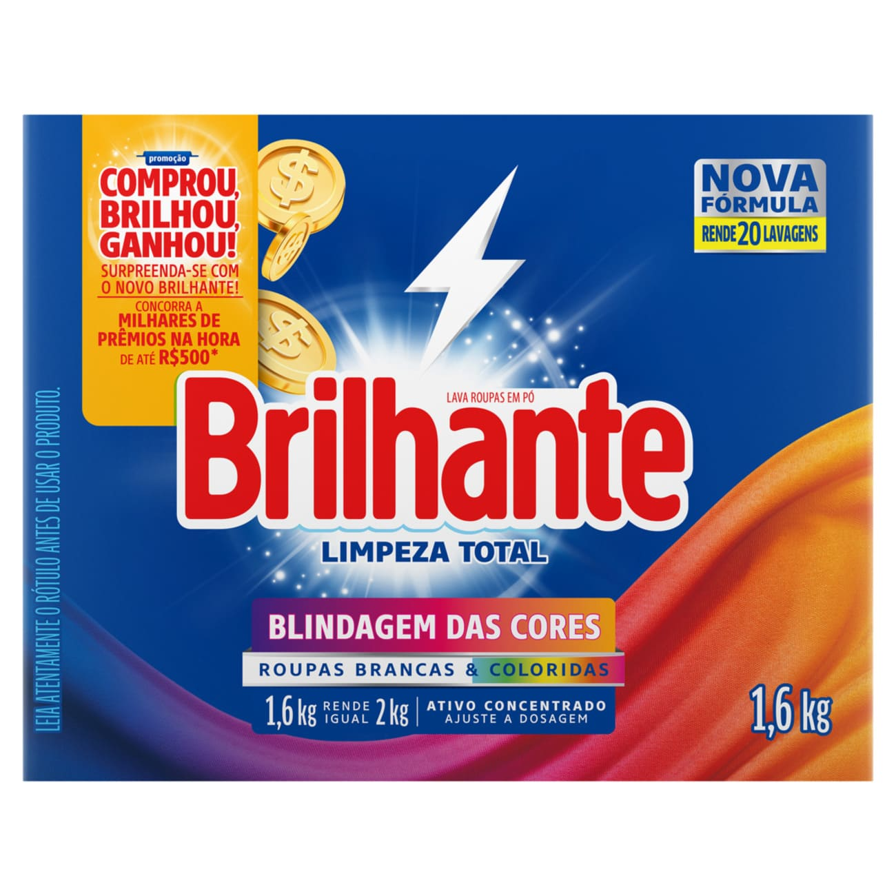 DETERGENTE PO BRILHANTE 1,6KG CARTUCHO LIMPEZA TOTAL