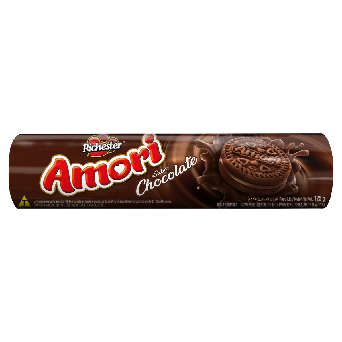 BISCOITO RICHESTER RECHEADO 125G CHOCOLATE AMORI