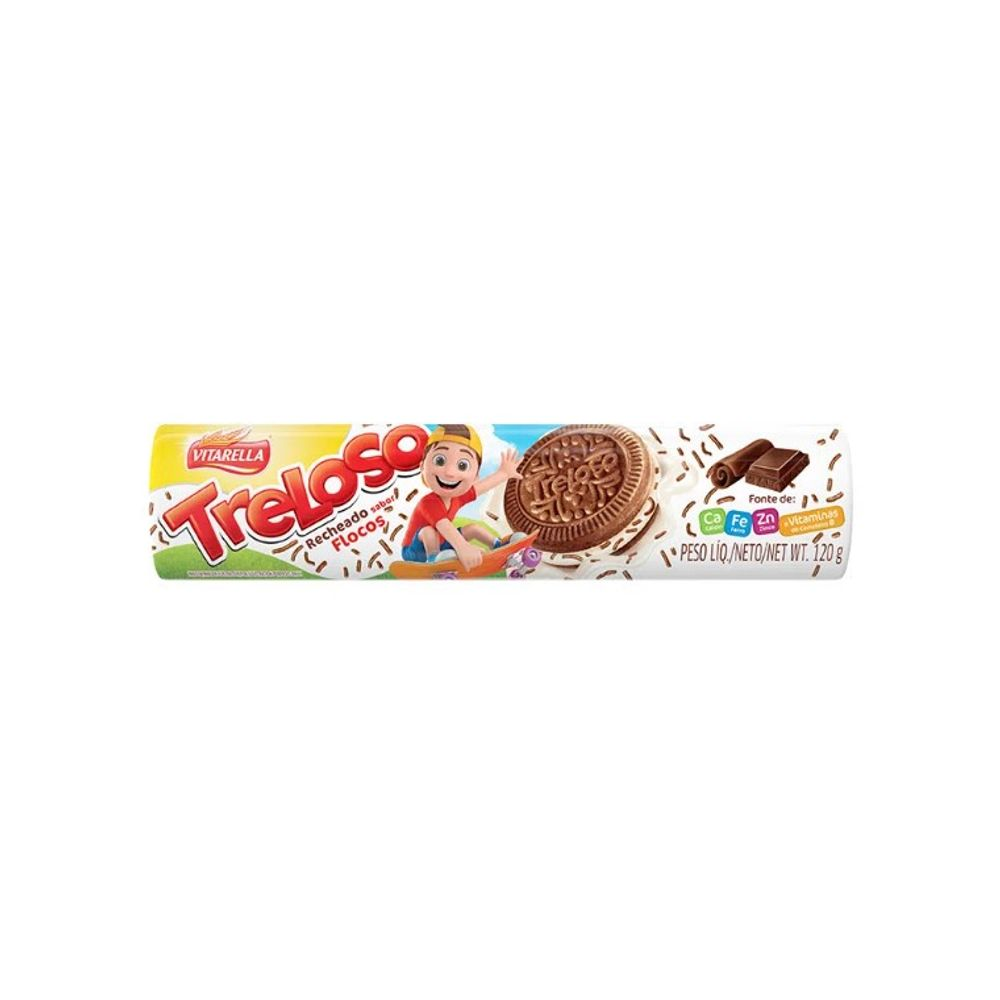 BISCOITO VITARELLA TRELOSO RECHEADO 120G FLOCOS