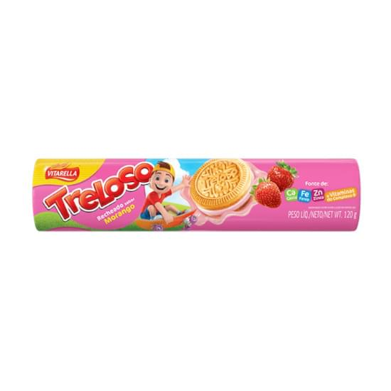 BISCOITO VITARELLA TRELOSO RECHEADO 120G MORANGO