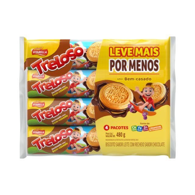 BISCOITO VITARELLA TRELOSO RECHEADO LEVE MAIS PAGUE MENOS 480G BEM CASADO