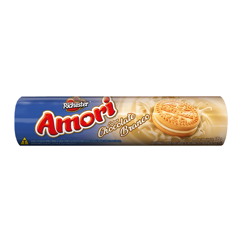 BISCOITO RICHESTER RECHEADO 125G CHOC BRANCO AMORI