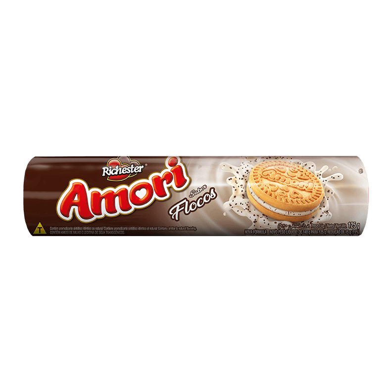 BISCOITO RICHESTER RECHEADO 125G FLOCOS AMORI