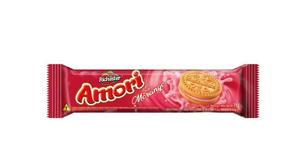 BISCOITO RICHESTER RECHEADO 71,2G MORANGO AMORI