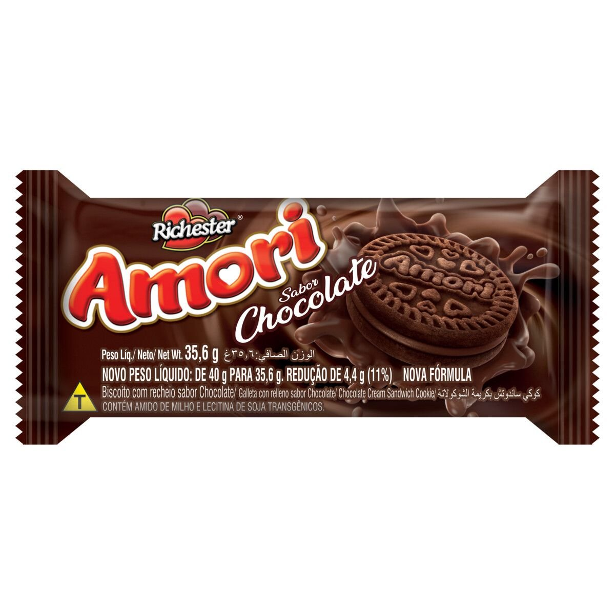 BISCOITO RICHESTER RECHEADO 35,6G CHOCOLATE AMORI