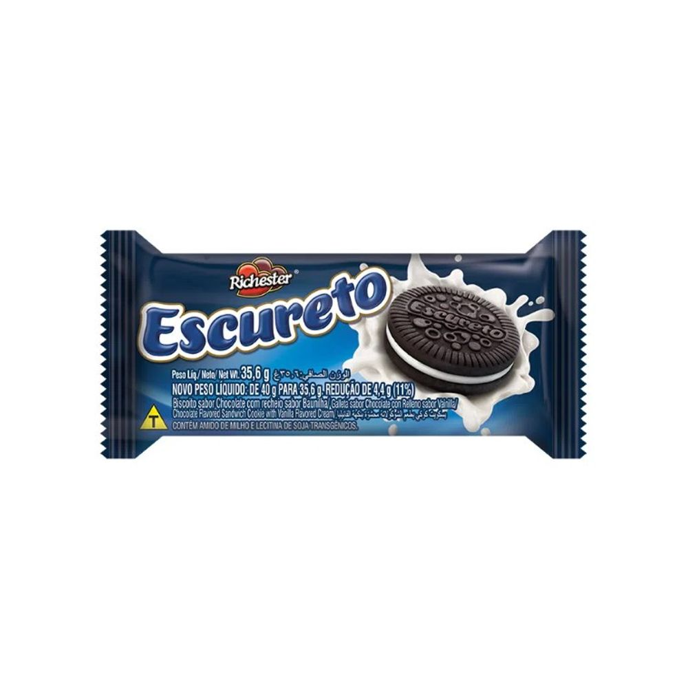 BISCOITO RICHESTER RECHEADO 35,6G ESCURETO AMORI