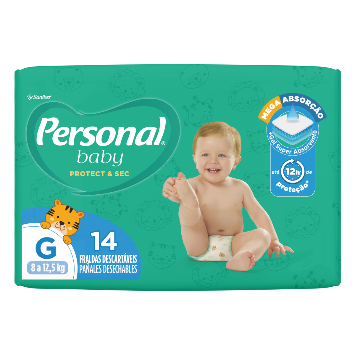 FRALDA PERSONAL BABY SOFT & PROTECT. JUMBO G C/14 UNIDADES
