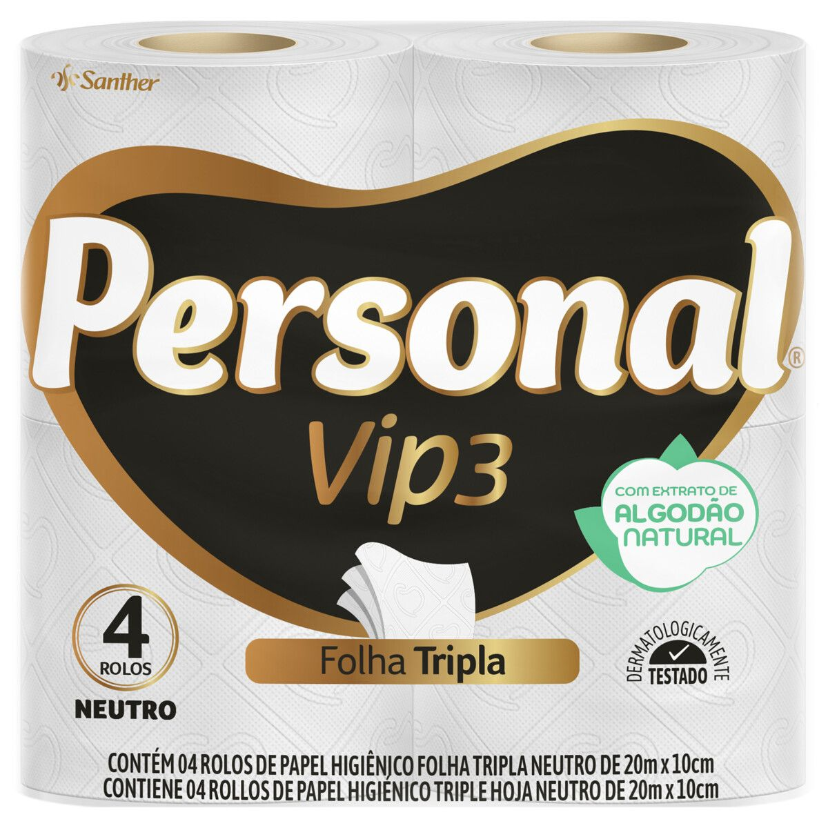 PAPEL HIGIENICO PERSONAL VIP FT 20M C/4 UN NEUTRO