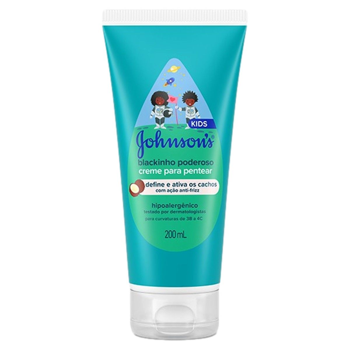 CREME PENTEAR INFANTIL J&J 200ML BLACKINHO PODEROSO CABELOS CRESPOS