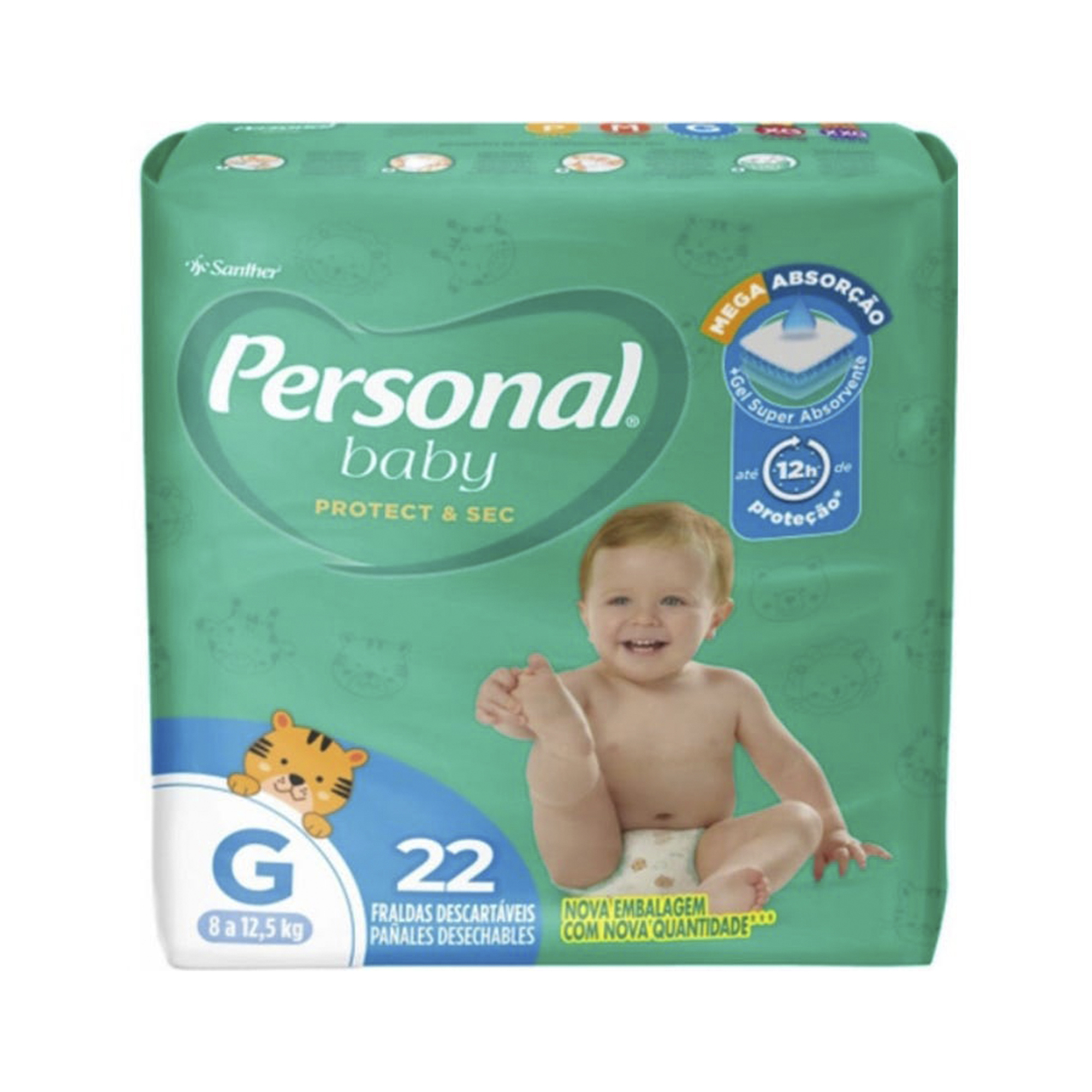 FRALDA PERSONAL BABY PROTECT & SEC JUMBO G C/22 UNIDADES