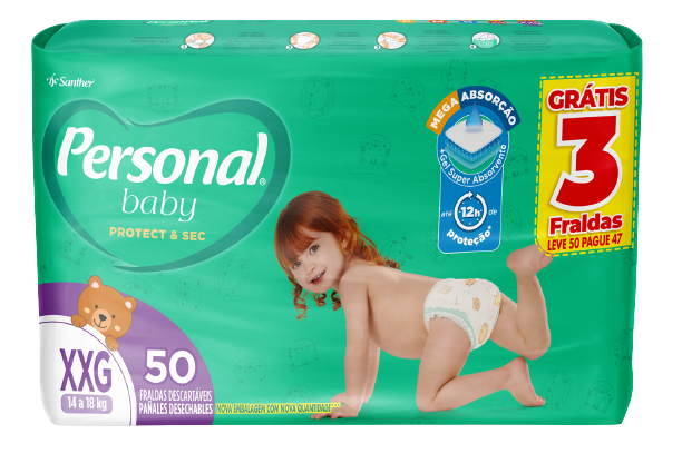 FRALDA PERSONAL BABY PROTECT & SEC. XXG LEVE 50 PAGUE 47 UNIDADES
