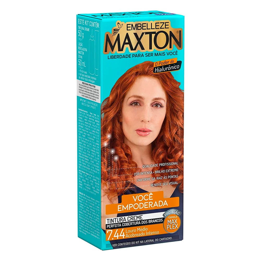 COLORACAO MAXTON KIT PRAT. 7.44 LOURO MEDIO ACOBREADO