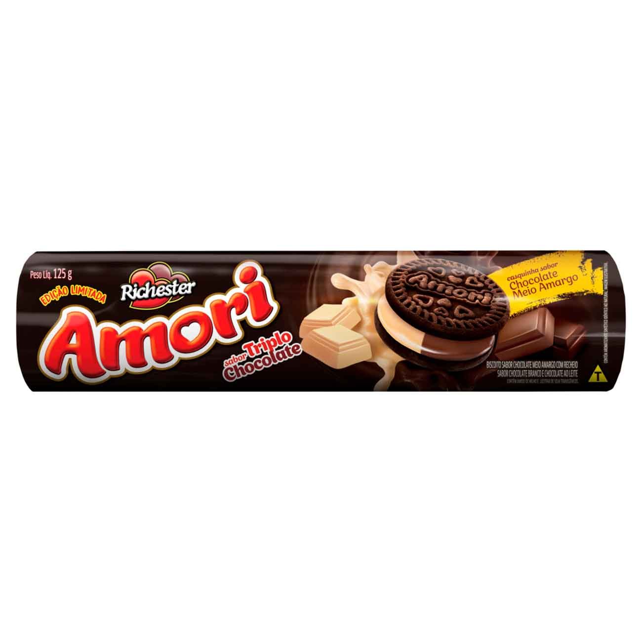 BISCOITO RICHESTER RECHEADO 125G TRIPLO CHOCOLATE AMORI