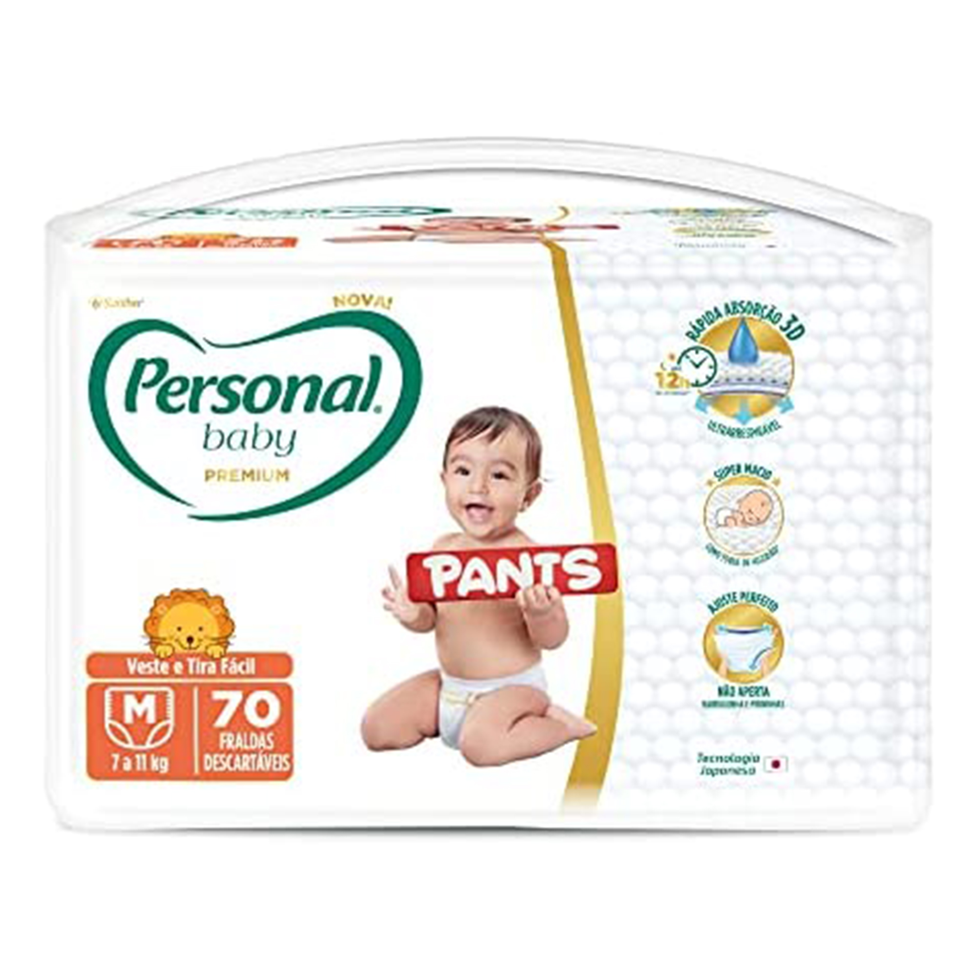 FRALDA PERSONAL BABY PANTS HIPER M C/70 UNIDADES PREMIUM