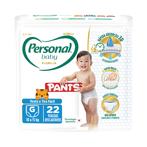 FRALDA PERSONAL BABY PANTS JUMBO G C/22 UNIDADES PREMIUM