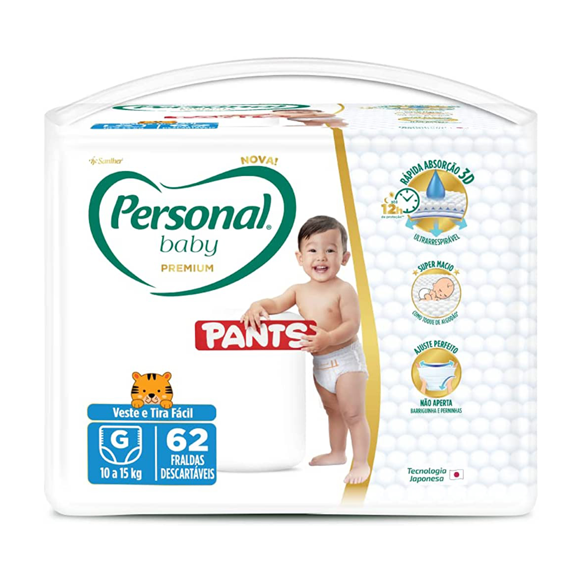 FRALDA PERSONAL BABY PANTS HIPER G C/62 UNIDADES PREMIUM