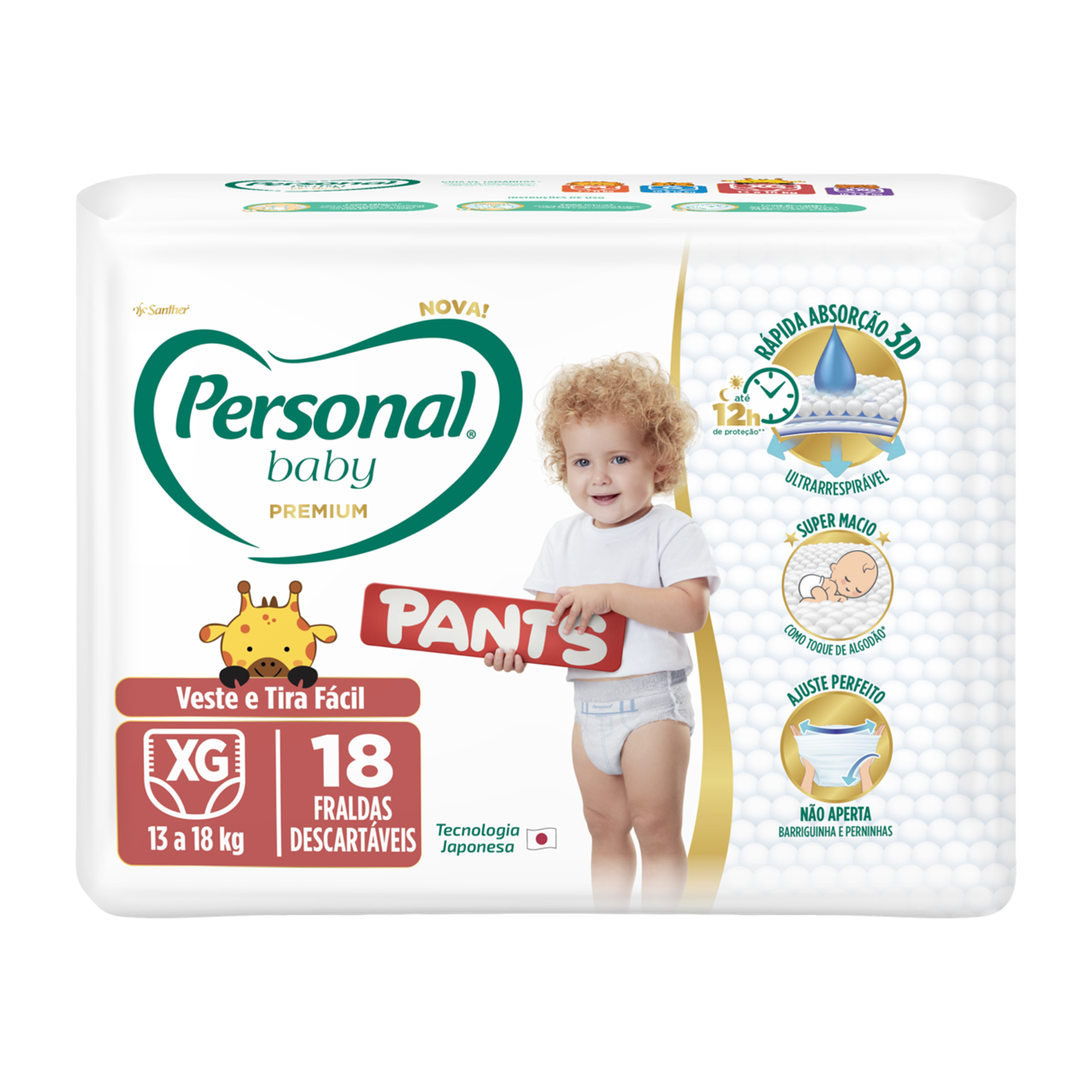FRALDA PERSONAL BABY PANTS JUMBO XG C/18 UNIDADES PREMIUM