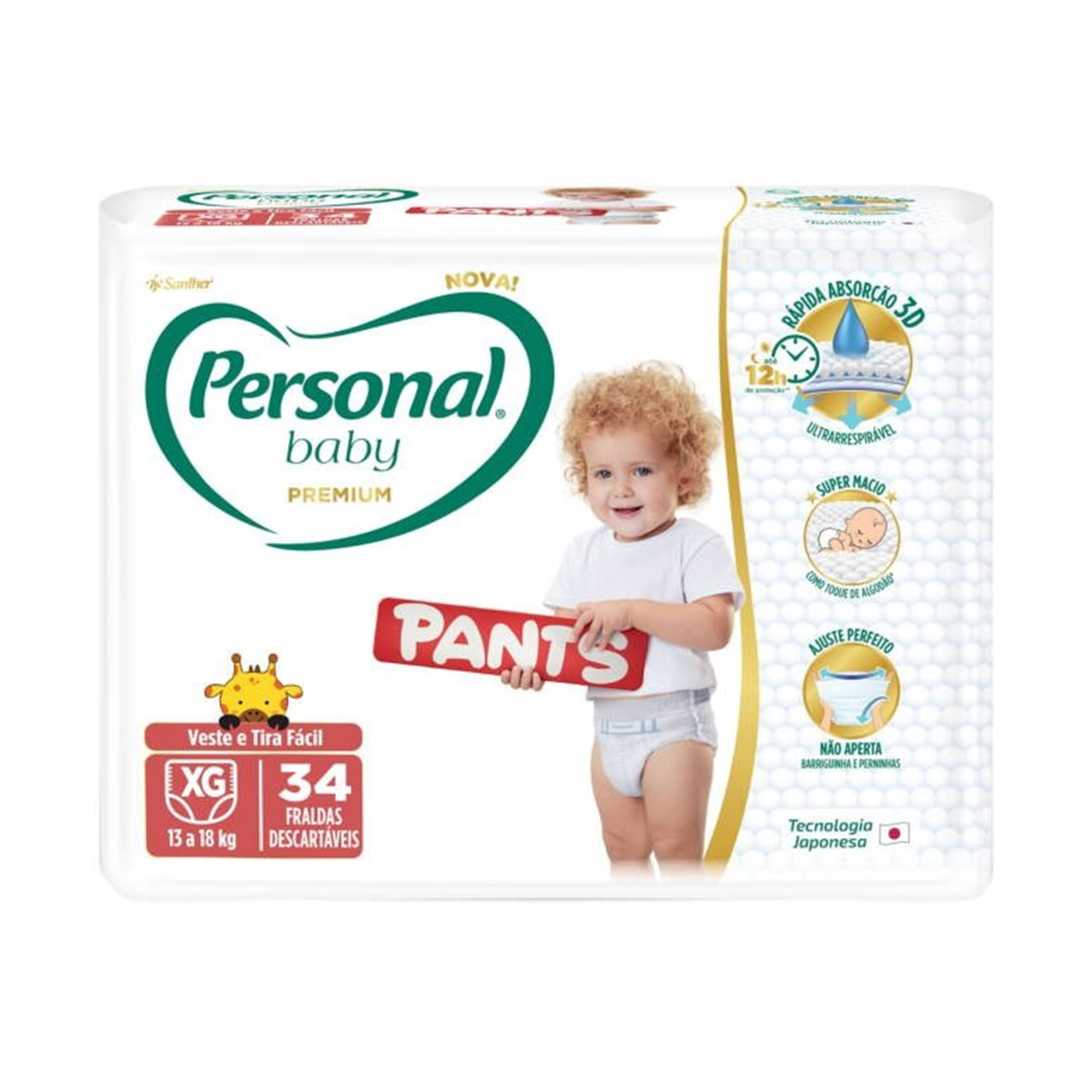FRALDA PERSONAL BABY PANTS MEGA XG C/34 UNIDADES PREMIUM