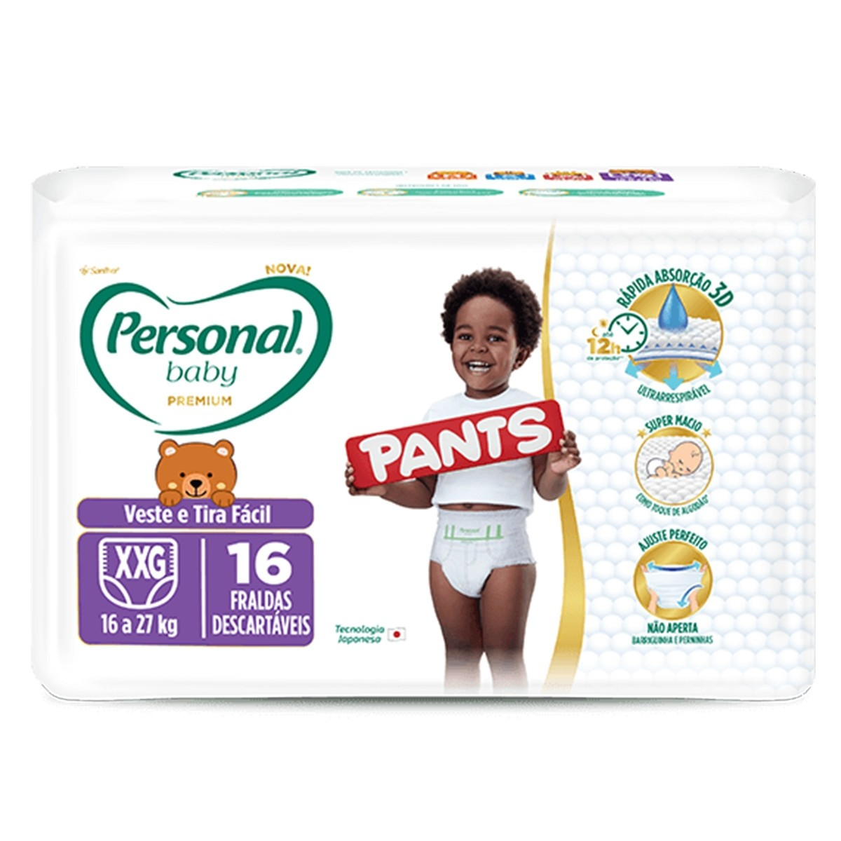 FRALDA PERSONAL BABY PANTS JUMBO XXG C/16 UNIDADES PREMIUM